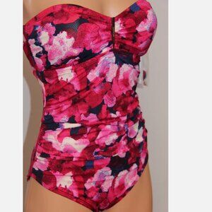 NWT Calvin Klein Swimsuit Bikini one piece Size 6 Strawberry 50+ UPF Strapless